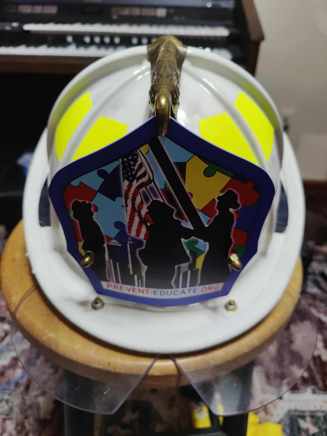 White featured helmet front shield view